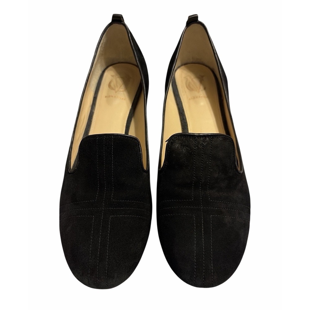 Vero Cuoio Black Italian Suede Slip On Logo Accent Loafer Flats Women's 9.5